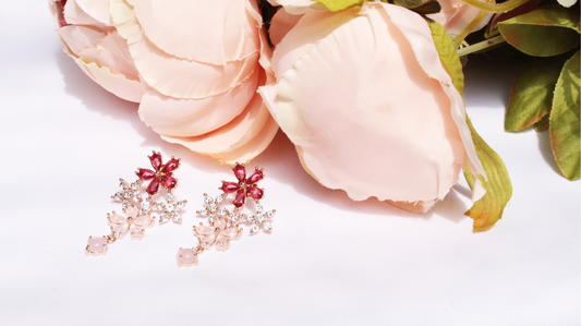 Pink blossom drop earrings