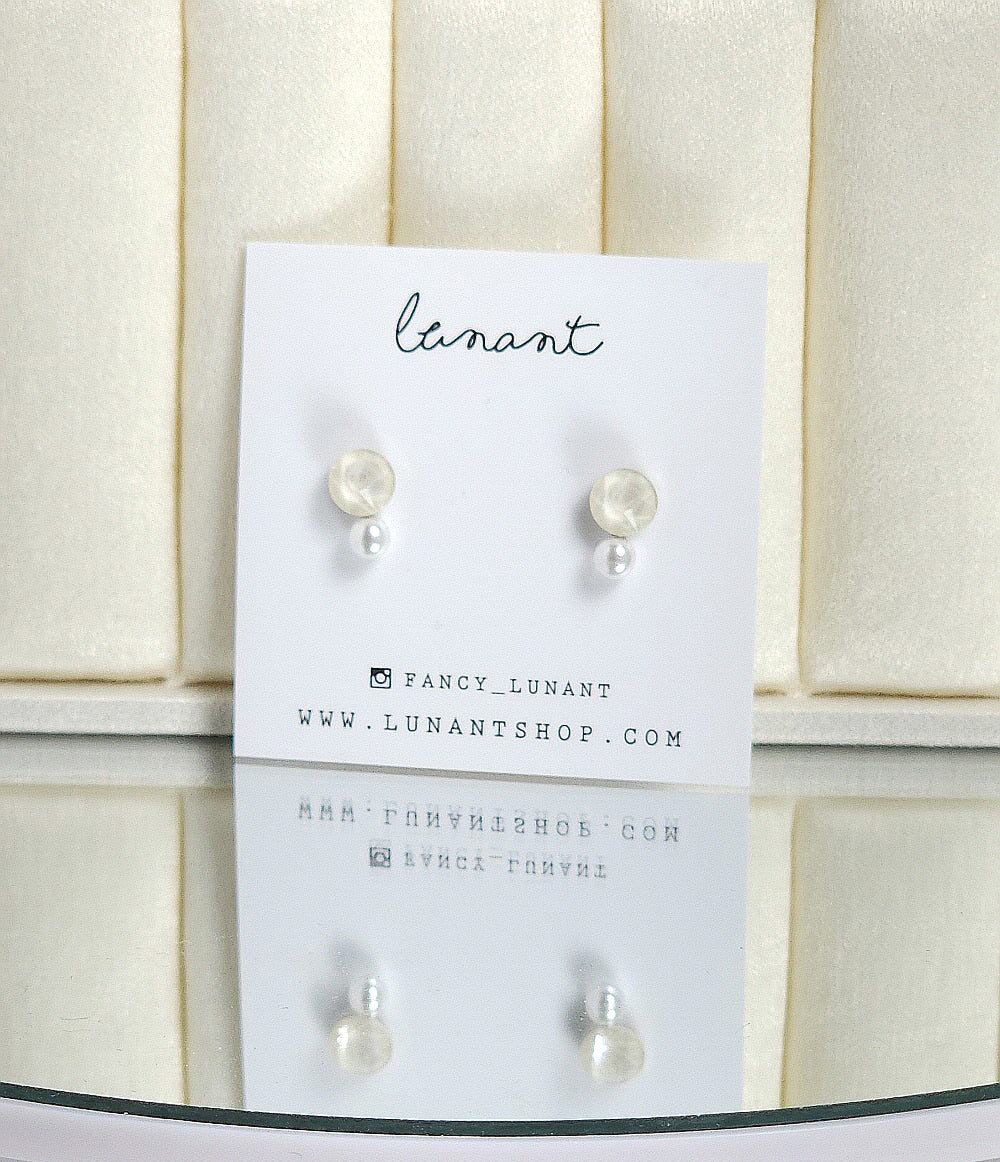 Mini Austrian Crystal & Crystal pearl Drop Earrings-ivory