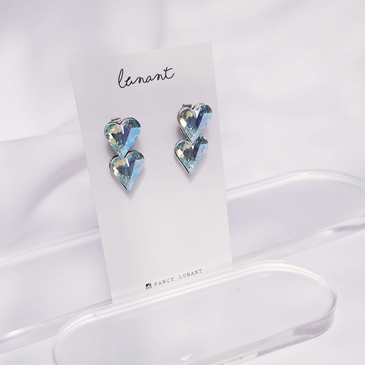 Crystal hart drop earring - Light Azore shimmer