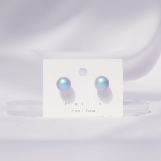 Crystal Pearl stud earring -blue