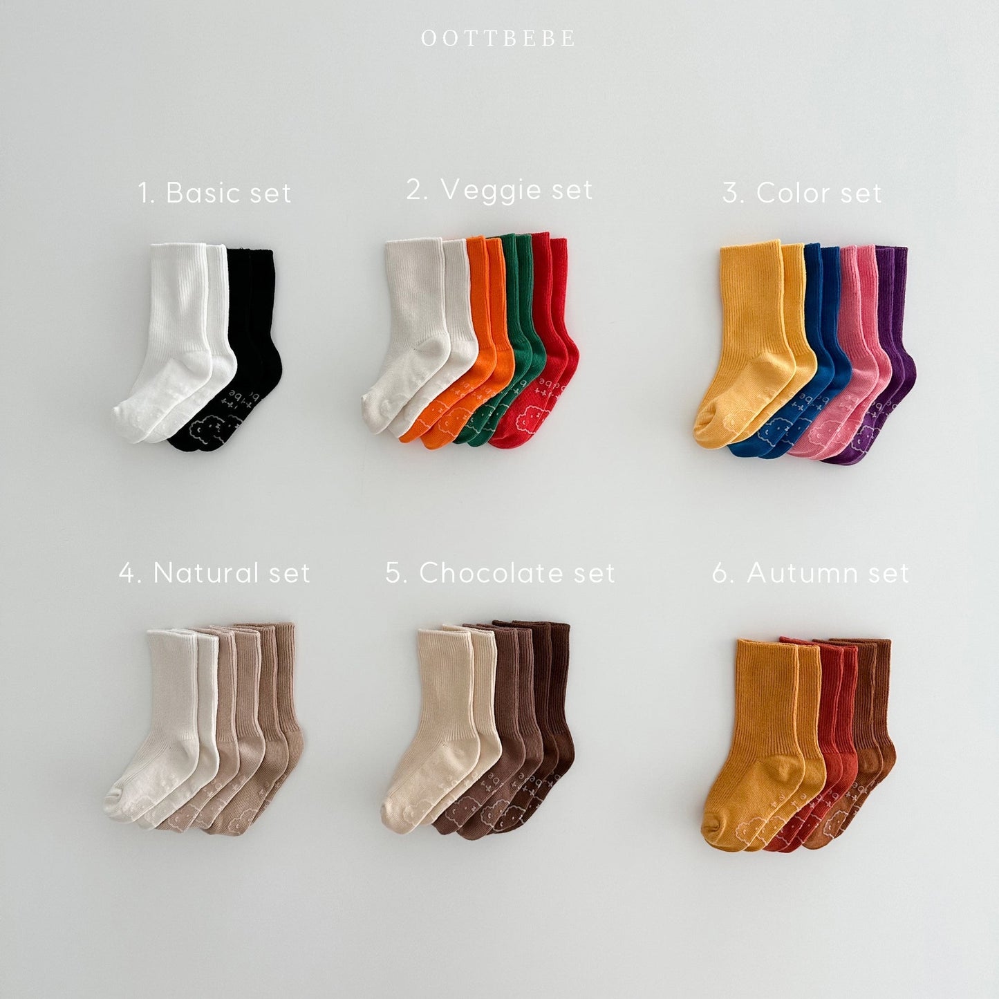 Rainbow Socks(set of 3)-Natural set