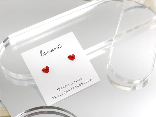 Mini hart Austrian Crystal stud Earrings-red
