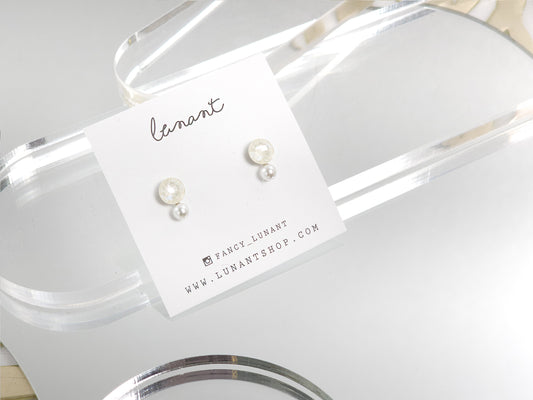 Mini Austrian Crystal & Crystal pearl Drop Earrings-ivory