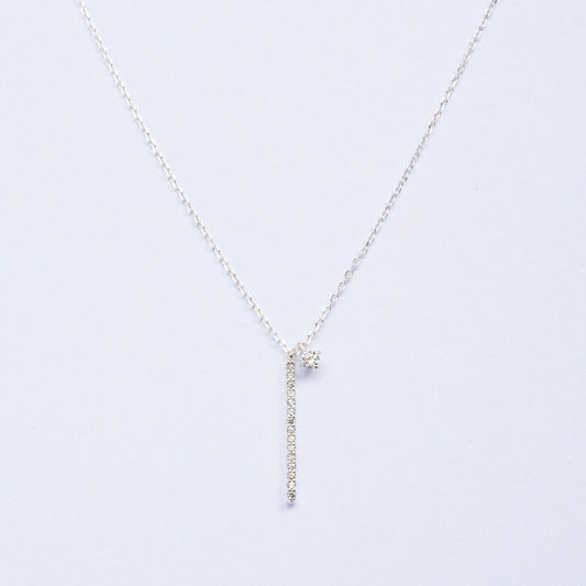 simple silver stick bar Necklace