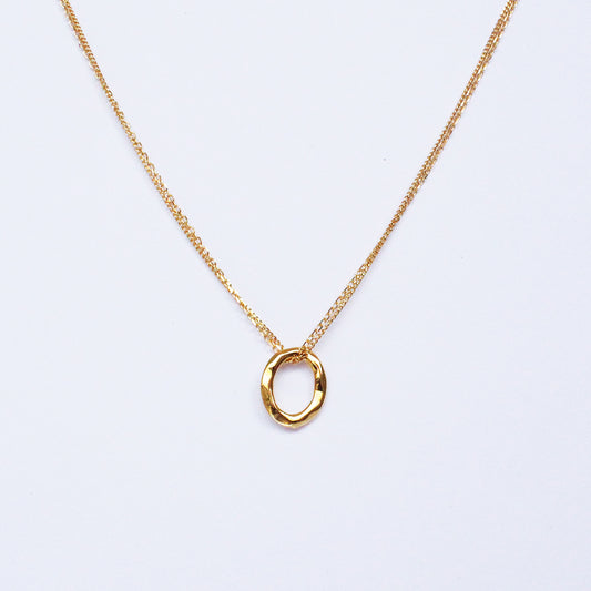 Gold Irregular Round Pendant Necklace