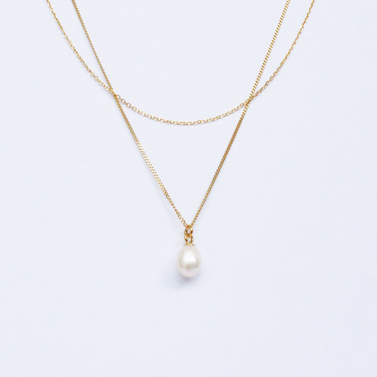 Dubble chain gold pearl Necklace