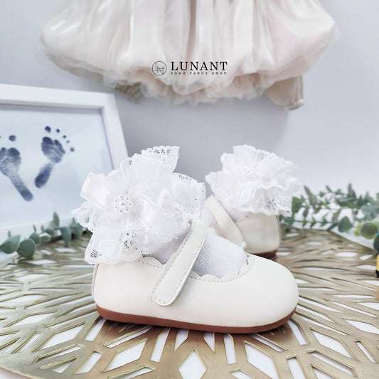 Little girl pear lace socks-White